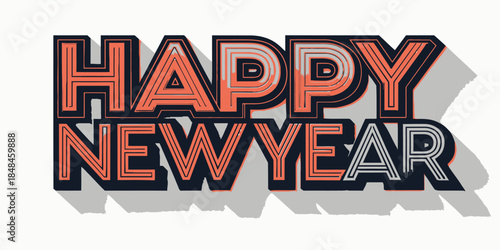 Vibrant Happy New Year celebration text in bold modern design