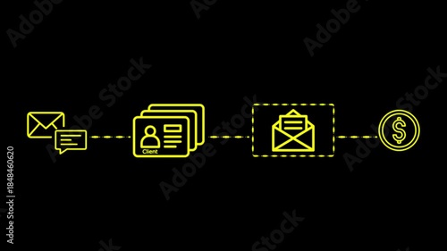 Email marketing process clients communication reaching customers with online payment transaction
