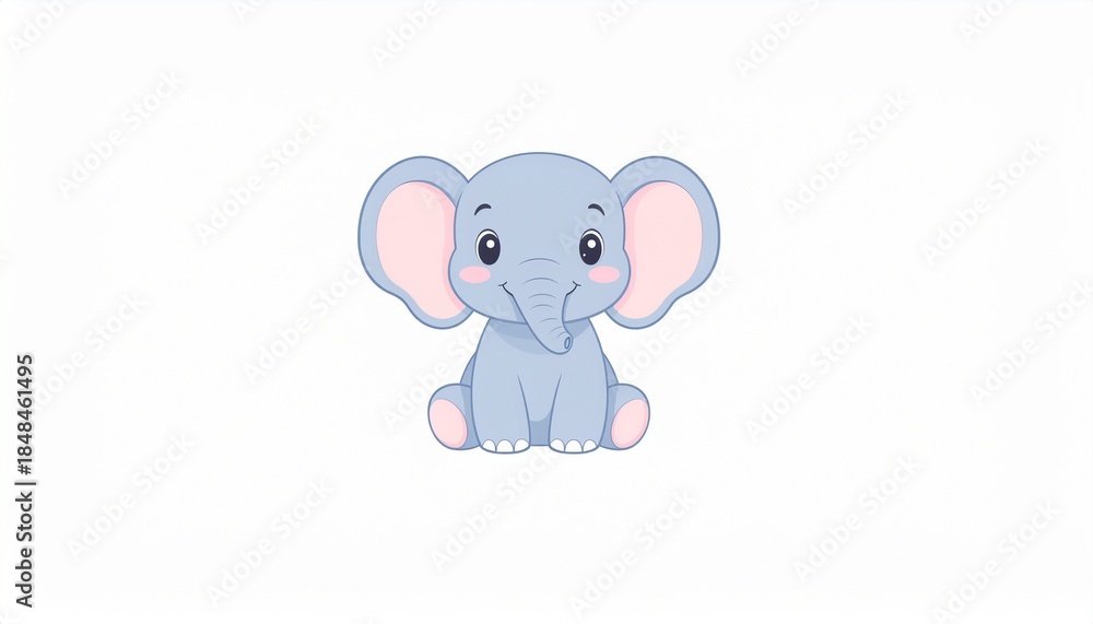 Fototapeta premium Cute Elephant Cartoon Sitting Illustration