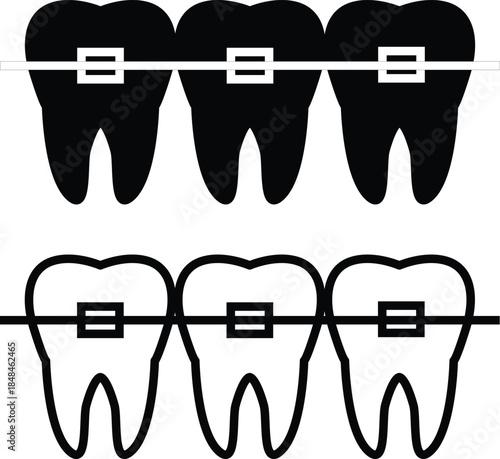 Braces icon. Stomatology Dental care sign. Dental braces symbol. Orthodontic logo. flat style.