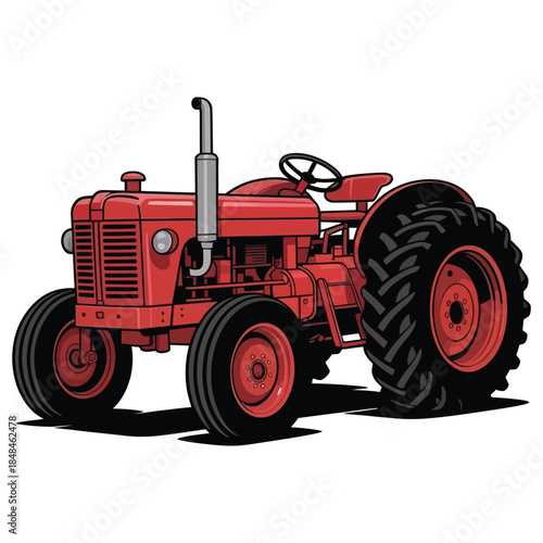 red tractor isolated