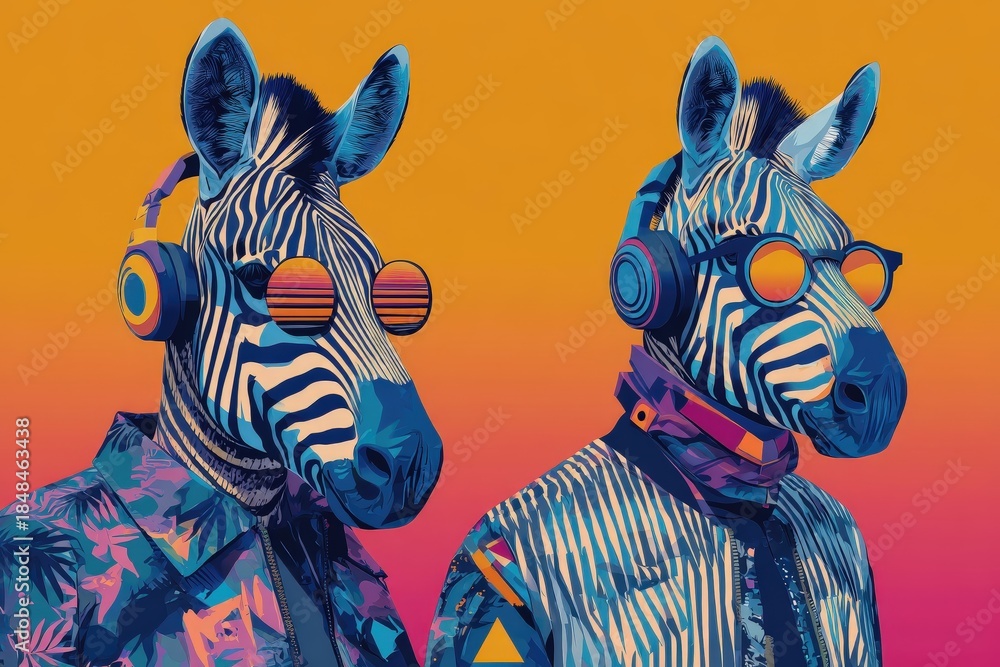 Obraz premium Un retrato vibrante de una cebra con estilo.