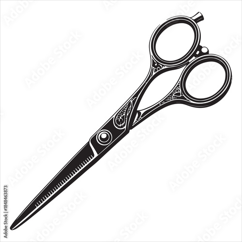 Isolated black silhouette of a basic pair of classic scissors 