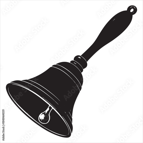 Isolated black silhouette of a basic handheld school bell