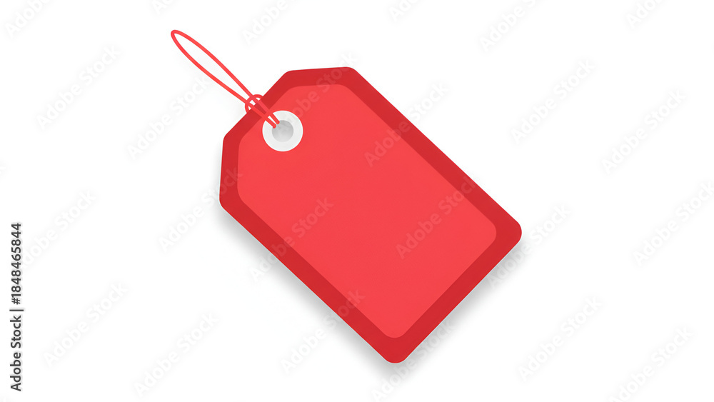 Fototapeta premium Red price tag with string loop: branding, labeling, and ecommerce tag design