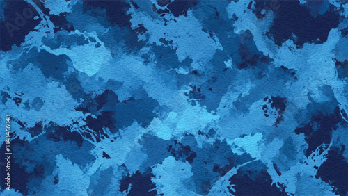 Abstract blue watercolor background with varied shades and organic shapes