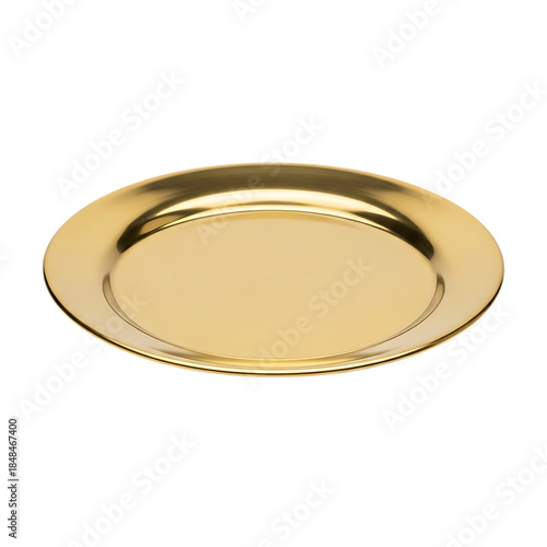 Round gold plate isolated on transparent background