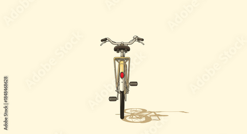 An elegant, retro-inspired bicycle is perfectly centered against a clean, uncluttered cream backdrop, highlighting sustainable urban mobility.