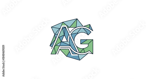 Abstract AG Logo Design with Geometric Shapes and Blue-Green Color Palette.