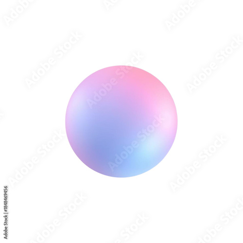 A colorful, iridescent sphere glows softly against a clean white background.