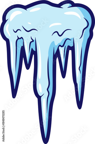 Cartoon Icicles Hanging Down Vector Illustration.