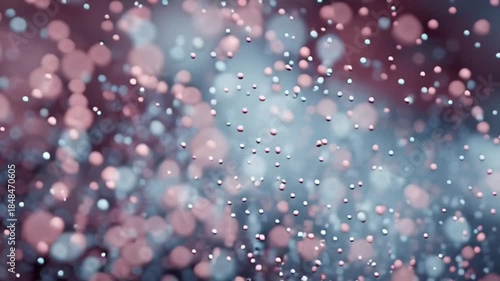 Abstract glowing pink and blue light particles explosion on dark background with vertical blur effects and horizontal light beam seamless loop motion graphic for cinematic intros