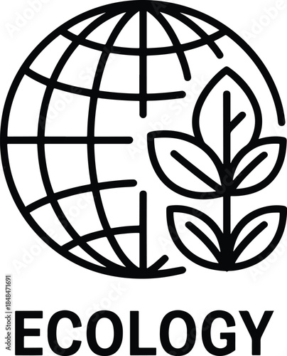 Ecology Logo Earth and Plant Illustration