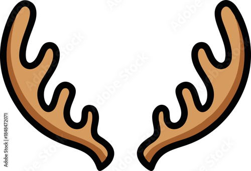 Pair of brown deer antlers with black outline.