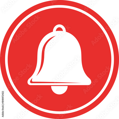 Red circle with white bell and white outline notification