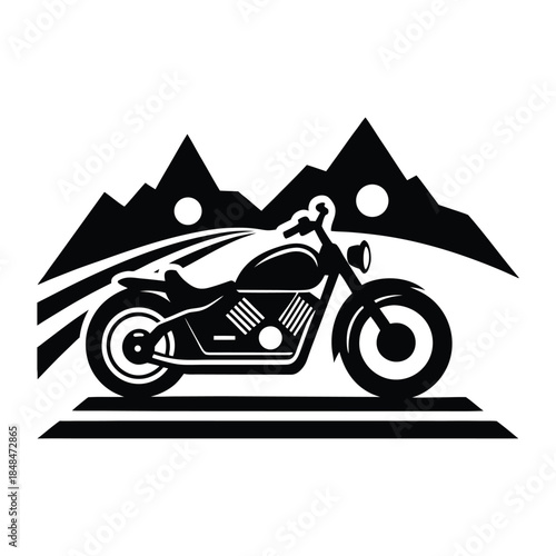 Motorcycle Cruising on Open Highway Silhouette