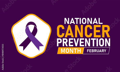 National Cancer Prevention Month Poster Banner and Background Design Template Featuring Ribbon, Medical Icons, and Awareness Symbols Illustration for Health Education, Screening, and February Wellness