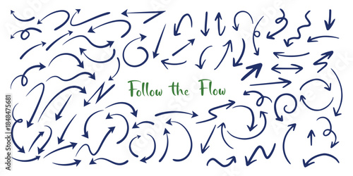 Hand Drawn Arrow Vector Line Icon Set – Abstract Doodle Sketch Illustration