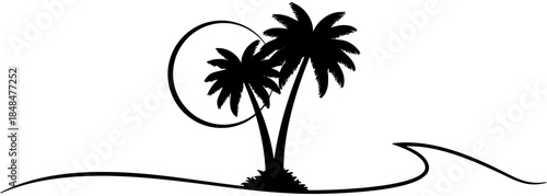 vector illustration of a tropical island with coconut tree