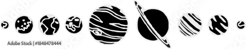 Planetary Orbit Space Icon Set
