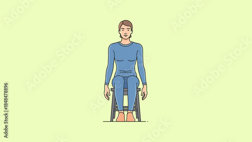 Seated yoga pose: linear style illustration of person sitting on chair