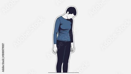 Monochrome sadness: minimalist illustration of a somber figure