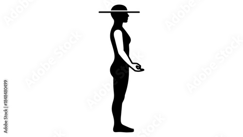 Yoga pose silhouette: woman performing tree pose with sombrero