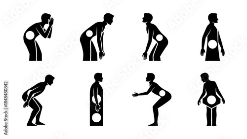 Simple silhouette guide for proper lifting techniques and back safety