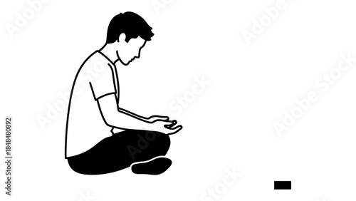 Silhouette of a man praying in peaceful moment for spiritual meditation and reflection