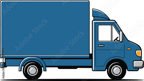 Blue delivery truck vector illustration for transportation and logistics business and cargo service use