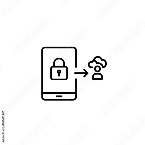 Device authorization request with padlock and user icon on smartphone screen on transparent background. The concept for web applications and software.