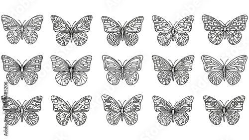 Circuit board butterflies in various poses and designs