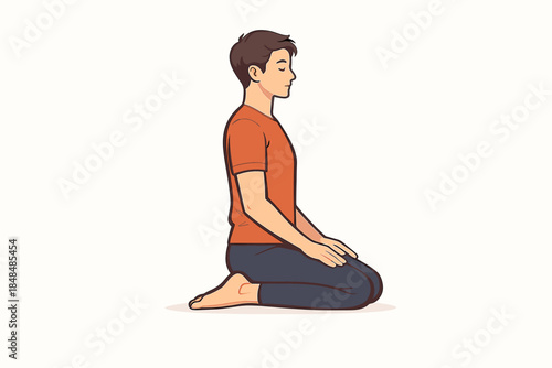 Meditative mindfulness practice: man sitting in peaceful pose