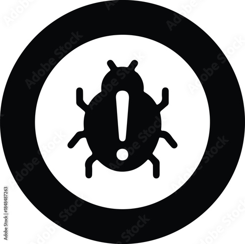 Vector Digital security computer bug alert warning icon graphic silhouette Illustration