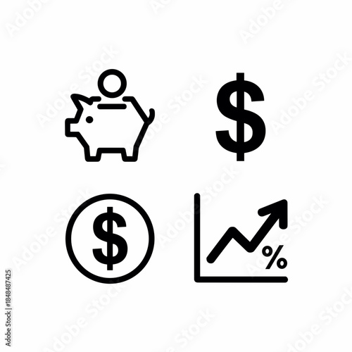 Piggy Bank, Dollar Signs and Increasing Graph Representing Financial Growth