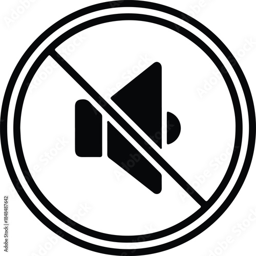 Vector Mute volume speaker icon crossed out silence sign pictogram silhouette Illustration
