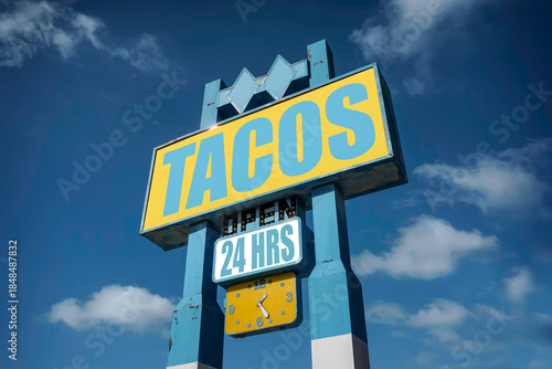 Vintage taco sign and clock