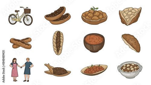 Exploring the rich world of traditional cuisine with delightful hand-drawn food illustrations