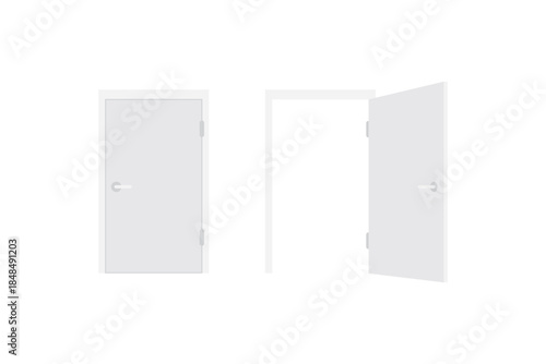 Open or Closed Door in Modern Home Office, Business Success and Opportunity Concept