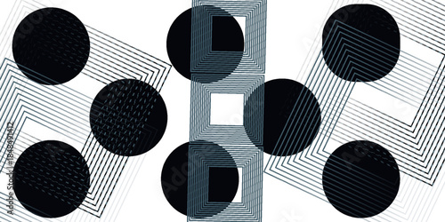 White polka dot background with shiny geometric lines. Modern shiny blue square line pattern. Elegant graphic design. Futuristic technology concept.