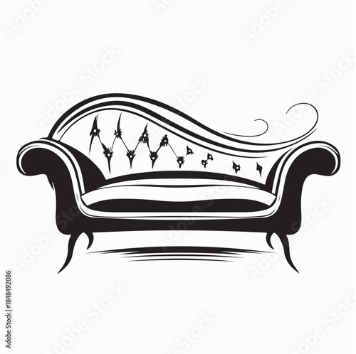 Furniture sofa logo design concept vector art and illustration