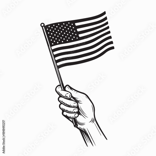 Фотография Hand holding united states of america flag vector illustration