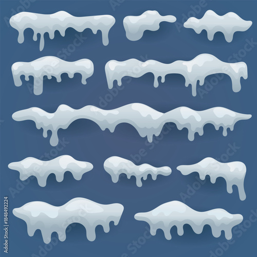 Stylized Snow and Ice Borders and Glacial Drifts Collection