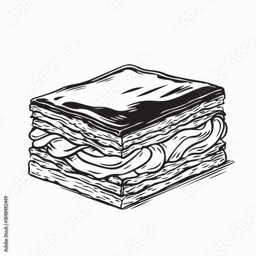 Puff with cream Stock Vector Images Isolated on White Background