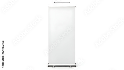 Blank roll-up banner stand with white background