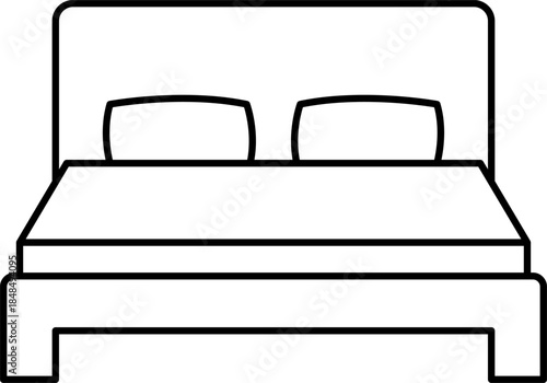 Double bed line art icon for bedroom furniture