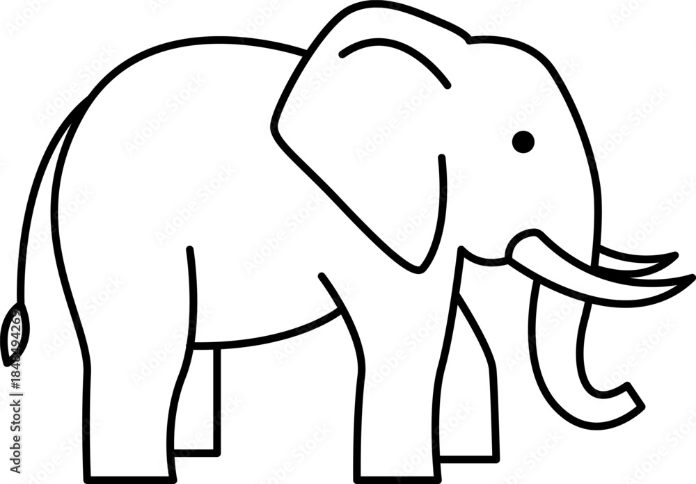 Fototapeta premium Elephant line art icon animal illustration