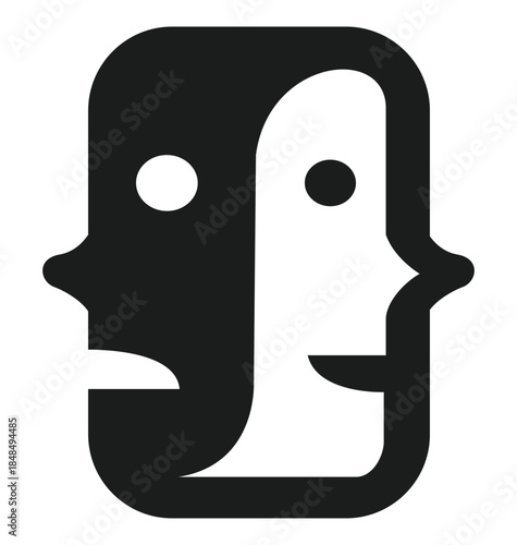 A two-faced happy and sad. Vector illustration.