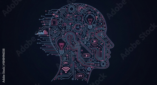 Futuristic Mindscape Conceptualizing Artificial Intelligence, Data Processing, and Human Cognition in a Digital Network