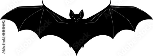 Black Bat Silhouette Flying Isolated.